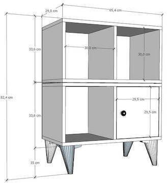 SteweHome Sideboard Holz 65.4x30x80.4cm Weiß SteweHome Sideboard Holz 65.4x30x80.4cm Weiß