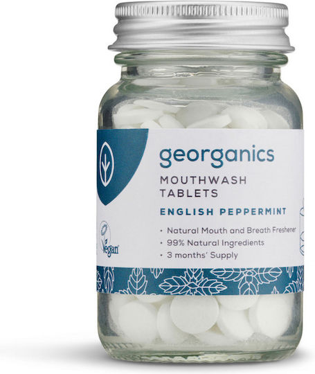 Georganics Natural Peppermint Mouthwash Tablets 180 Tablets Refreshing Strengthening