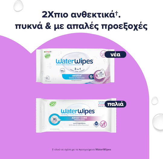 WaterWipes Hypoallergenic Baby Wipes 99.9% Water Alcohol-Free Parabens Free 30pcs