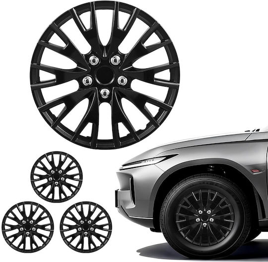 Vevor Set Car Hubcaps 16" With Hyundai Logo 4 Pieces Black