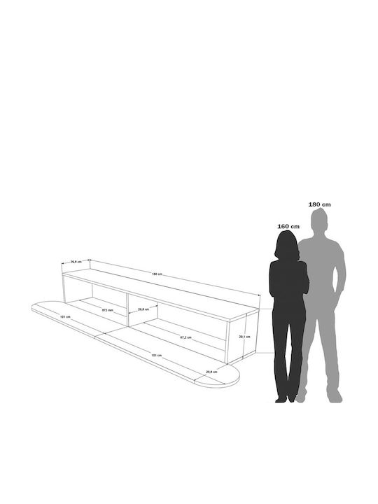 Beige TV Stand L180xD31xH30cm