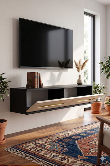 Έπιπλο TV Επιτοίχιο Γκρι 120x30x26εκ.
