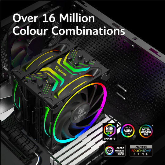 Akasa Soho Bundle CPU Cooler Dual Fan for Socket AM4/AM5/1200/115x/1700 with RGB Lighting