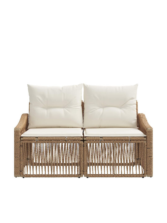 Two-Seater Outdoor Sofa Rattan with Cushions 125x62x70cm