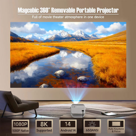 Magcubic Mini Projector LCD Full HD με Wi-Fi και Ενσωματωμένα Ηχεία