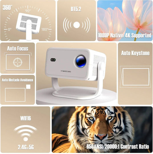Magcubic Mini Projector LCD Full HD με Wi-Fi και Ενσωματωμένα Ηχεία