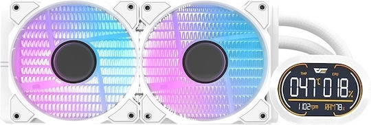 Darkflash DH240D v2 AIO CPU Liquid Cooling with 2x 120mm Fans and ARGB Lighting White