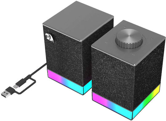 Redragon Ηχεία Υπολογιστή 2.0 με RGB Φωτισμό και Bluetooth Ισχύος 10W Μαύρα