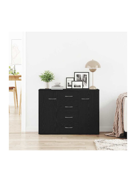 Wooden Sideboard with Drawers Black Oak 88x30x64cm