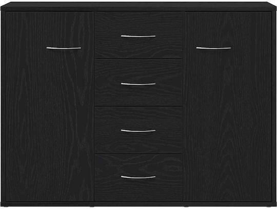 Μπουφές Ξύλινος με Συρτάρια Μαύρη Δρυς 88x30x64cm