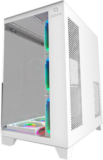 Aqirys Titan Gaming Midi Tower Κουτί Υπολογιστή με Πλαϊνό Παράθυρο και ARGB Φωτισμό Λευκό