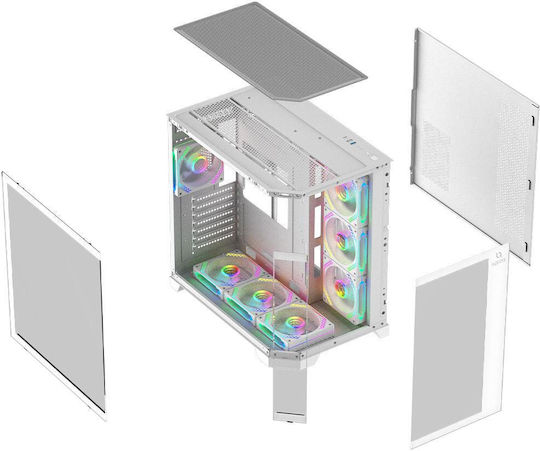 Aqirys Titan Gaming Midi Tower Κουτί Υπολογιστή με Πλαϊνό Παράθυρο και ARGB Φωτισμό Λευκό