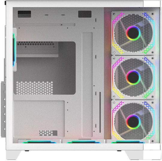 Aqirys Titan Gaming Midi Tower Κουτί Υπολογιστή με Πλαϊνό Παράθυρο και ARGB Φωτισμό Λευκό