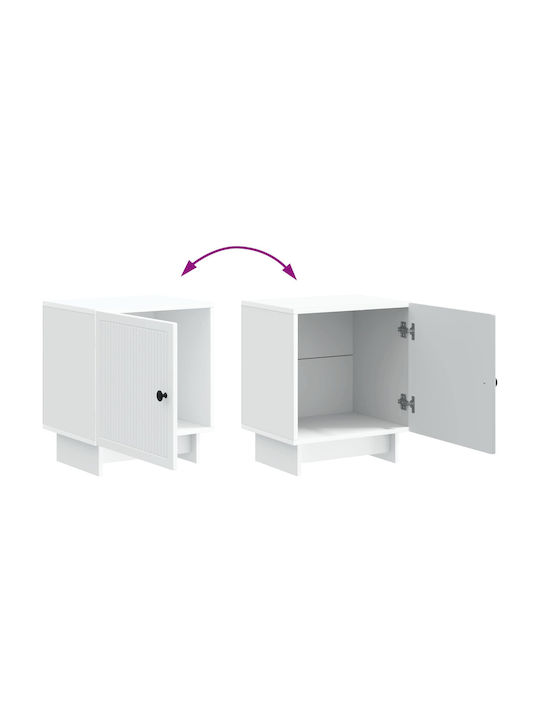 White Wooden Bedside Table 43x34.5x50cm