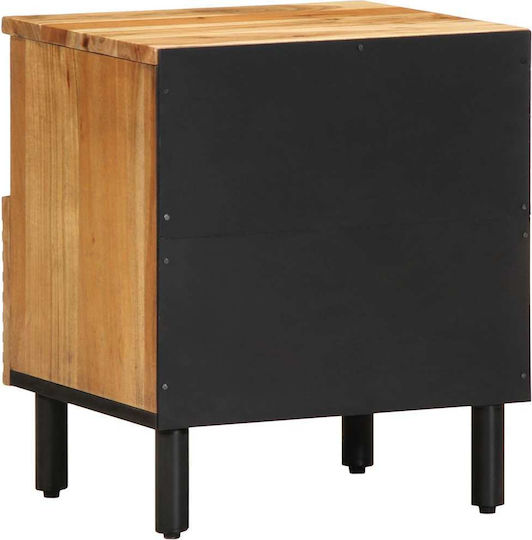 Metal Bedside Table With Beige Glass Surface 40x33x46cm