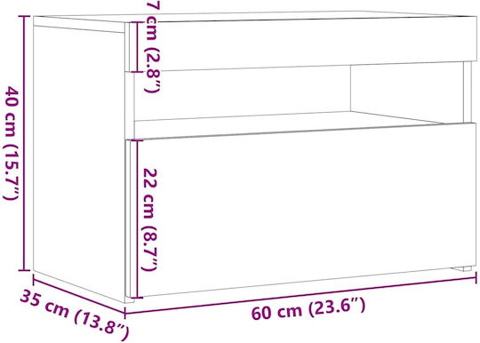 Нощно Шкафче Дървено Кафяво 60x35x40см