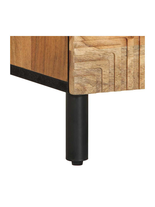 Metal Bedside Table With Beige Glass Surface 40x33x46cm