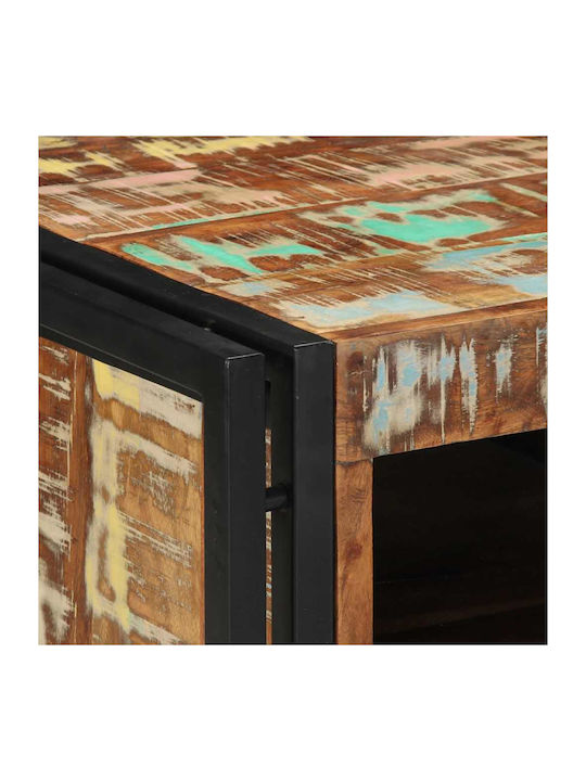 Κομοδίνο από Μασίφ Ξύλο και Γυαλί Μπεζ 40x40x59cm