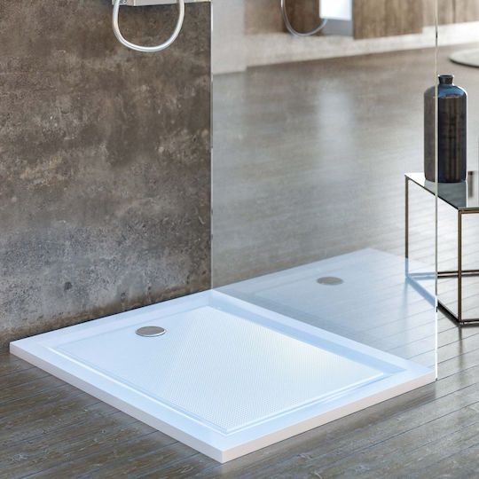 Sanitec Flat Classic Acrylic Shower 90x75cm White