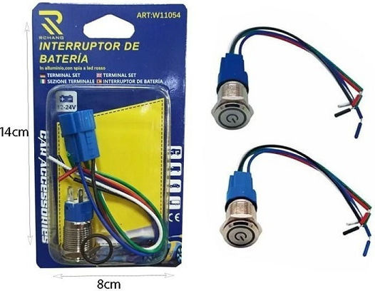 Button Switch LED Illuminated Waterproof Momentary Command Φ16mm 12v-24v Stainless Steel W14412-3