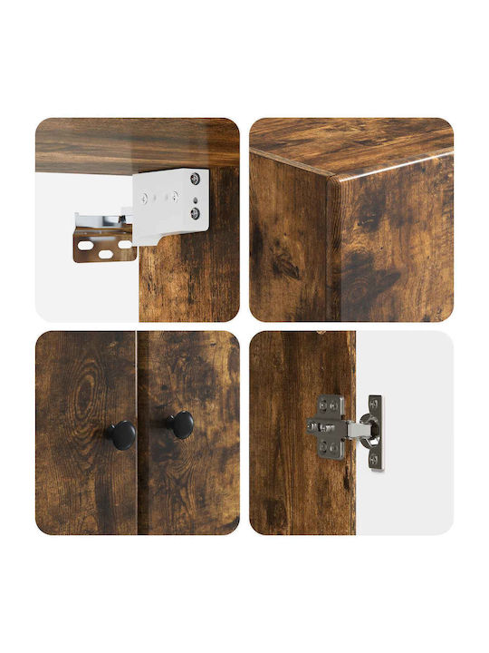Dulap Suspendat Din Lemn De Stejar Fumuriu 66x34,5x90cm