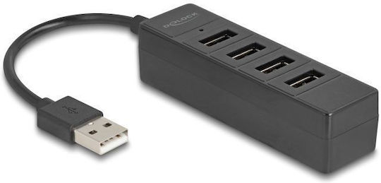 DeLock USB-Hub 4 Anschlüsse USB 2.0 mit Anschluss an einen Computer USB-A