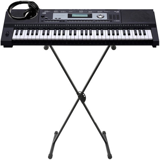 Klavier Keyboard M331 Bundle A01KLBU100 with 61 Dynamic Keys with Fitting Bracket and Headphones Black