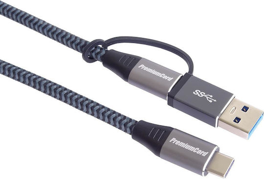 PremiumCord Braided USB to Type-C Cable 5A Μαύρο 2m ku31cq2