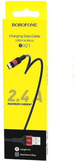 Borofone Bx21 Cablu De Date Remarcabil Usb La Microusb 1m 2.4a Negru