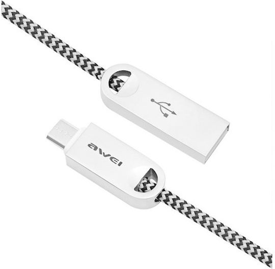 Braided USB 2.0 to micro USB Cable Γκρι 1m CL-30 1τμχ
