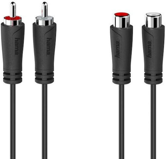 HAMA Кабел 2x RCA мъжки - 2x RCA женски 5м 00205095