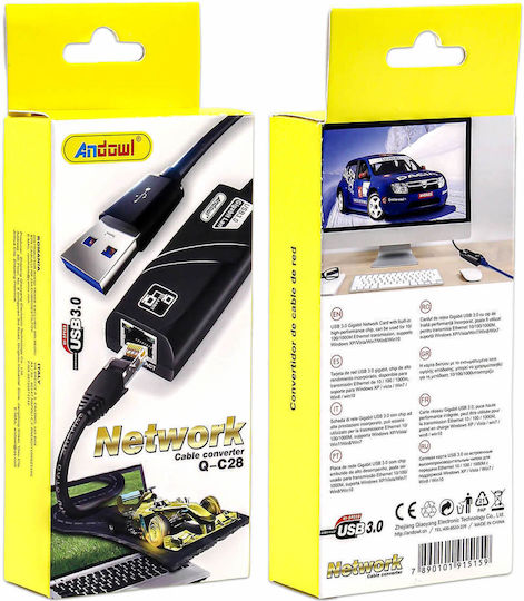 Andowl Q-C28 Αντάπτορας Δικτύου USB με Ενσύρματη Σύνδεση Gigabit Ethernet