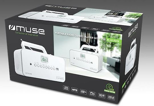 Muse M-28 Rdw Mse00075 Преносима Аудио Микро Система CD Плейър Радио Aux-in Бял