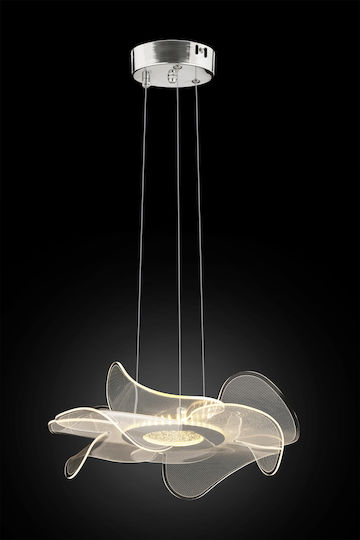 Stewehome Nergis Argintiu Luxos LED Lumină Suspendată Aplica Telecomandă 71x80 Cm