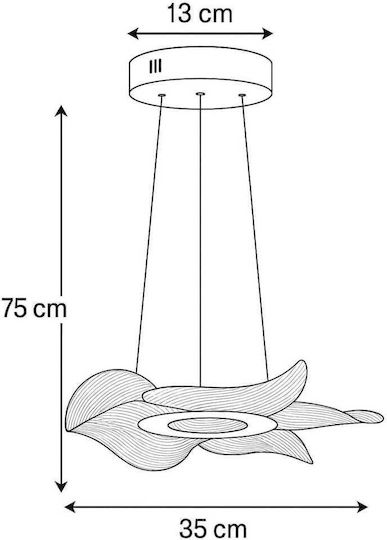 Stewehome Nergis Argintiu Luxos LED Lumină Suspendată Aplica Telecomandă 71x80 Cm