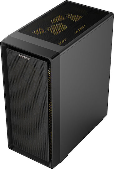 VISION Gaming Midi Tower Κουτί Υπολογιστή με Πλαϊνό Παράθυρο και RGB Φωτισμό Μαύρο