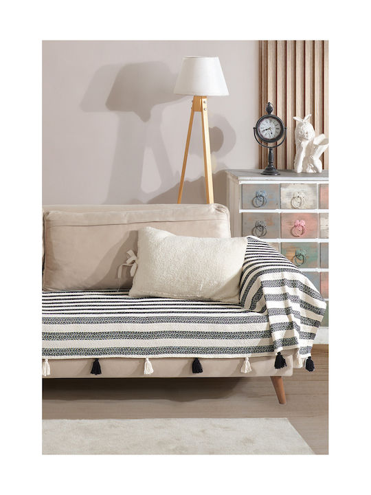 SteweHome Ριχτάρι Τριθέσιου Καναπέ 110x300εκ. Μαύρο
