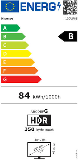 Hisense Smart Τηλεόραση 100" 4K UHD Mini LED UR8S HDR (2026) 100UR8S
