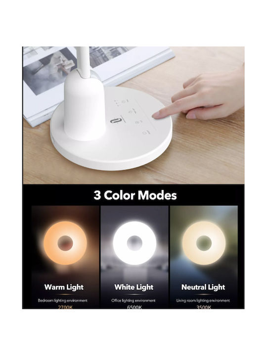 TaoTronics LED Φωτιστικό Γραφείου με Εύκαμπτο Βραχίονα σε Λευκό Χρώμα