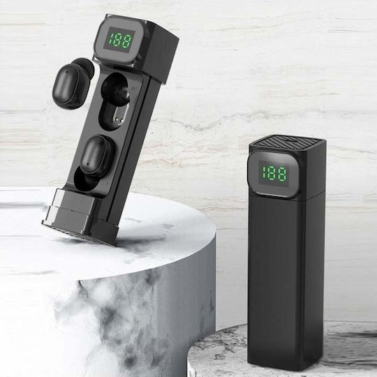 In-ear Bluetooth Handsfree Ακουστικά με Αντοχή στον Ιδρώτα και Θήκη Φόρτισης Μαύρα
