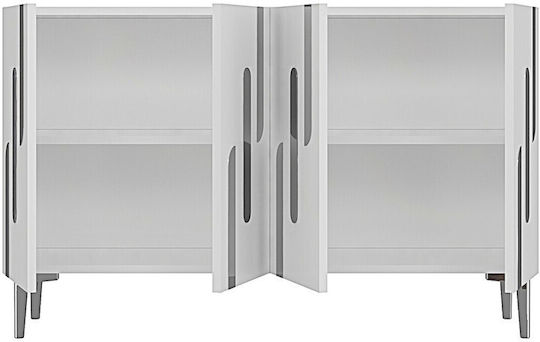 Μπουφές Ξύλινος με Καθρέπτη Λευκός 120x32x75cm