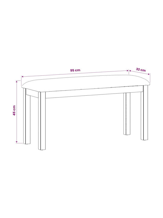 Dining Bench with Wooden Surface Gray 95x32x45cm