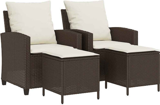 Gartenstühle Rattan Gartensessel Braun mit Kissen 2Stücke 40x40x40cm