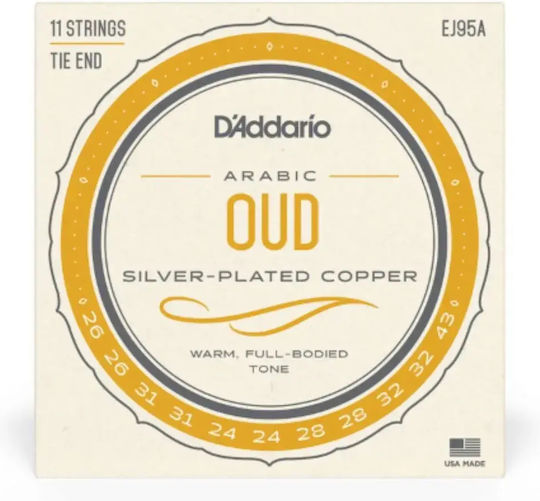 Daddario Oud Normal Tension Μονές Χορδές Silver Plated για Ούτι 11τμχ Αραβικό Κούρδισμα Arabic