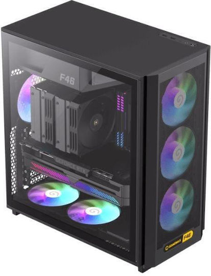 GameMax F46 Gaming Micro Tower Carcasă PC cu Panou Lateral și Iluminare ARGB Neagră
