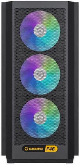 GameMax F46 Gaming Micro Tower Carcasă PC cu Panou Lateral și Iluminare ARGB Neagră