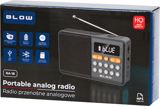 Blow 77-558 Φορητό Ραδιόφωνο Επαναφορτιζόμενο με Bluetooth και USB Μαύρο