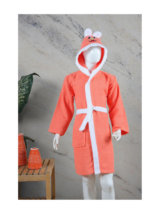 SteweHome Kinderbademantel Orange mit Kapuze