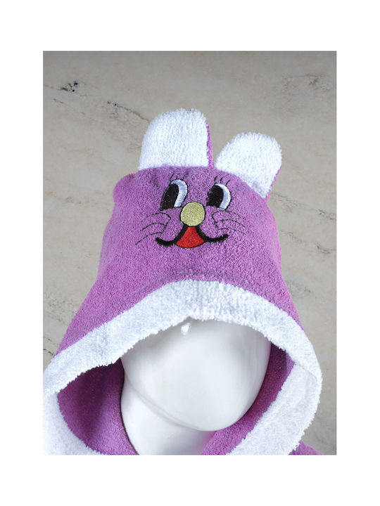 SteweHome Halat de Baie pentru Copii Violet cu Glugă