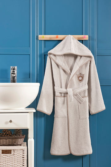 SteweHome Kinderbademantel Beige mit Kapuze